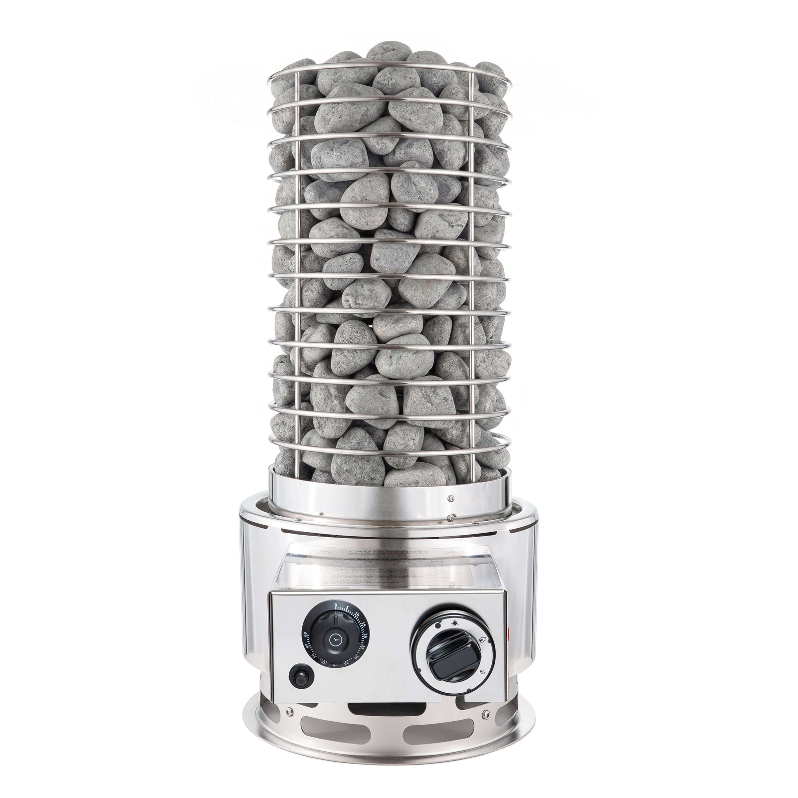 SaunaLife TITAN SL1 Portable Propane Sauna Heater showcasing a high-performance design with stacked stones for authentic sauna experience.