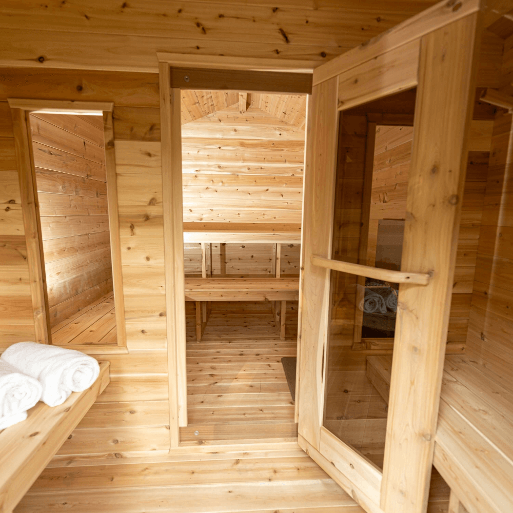 Dundalk Leisurecraft Canadian Timber 6 Person Georgian Cabin Sauna w/ Changeroom | CTC88CW