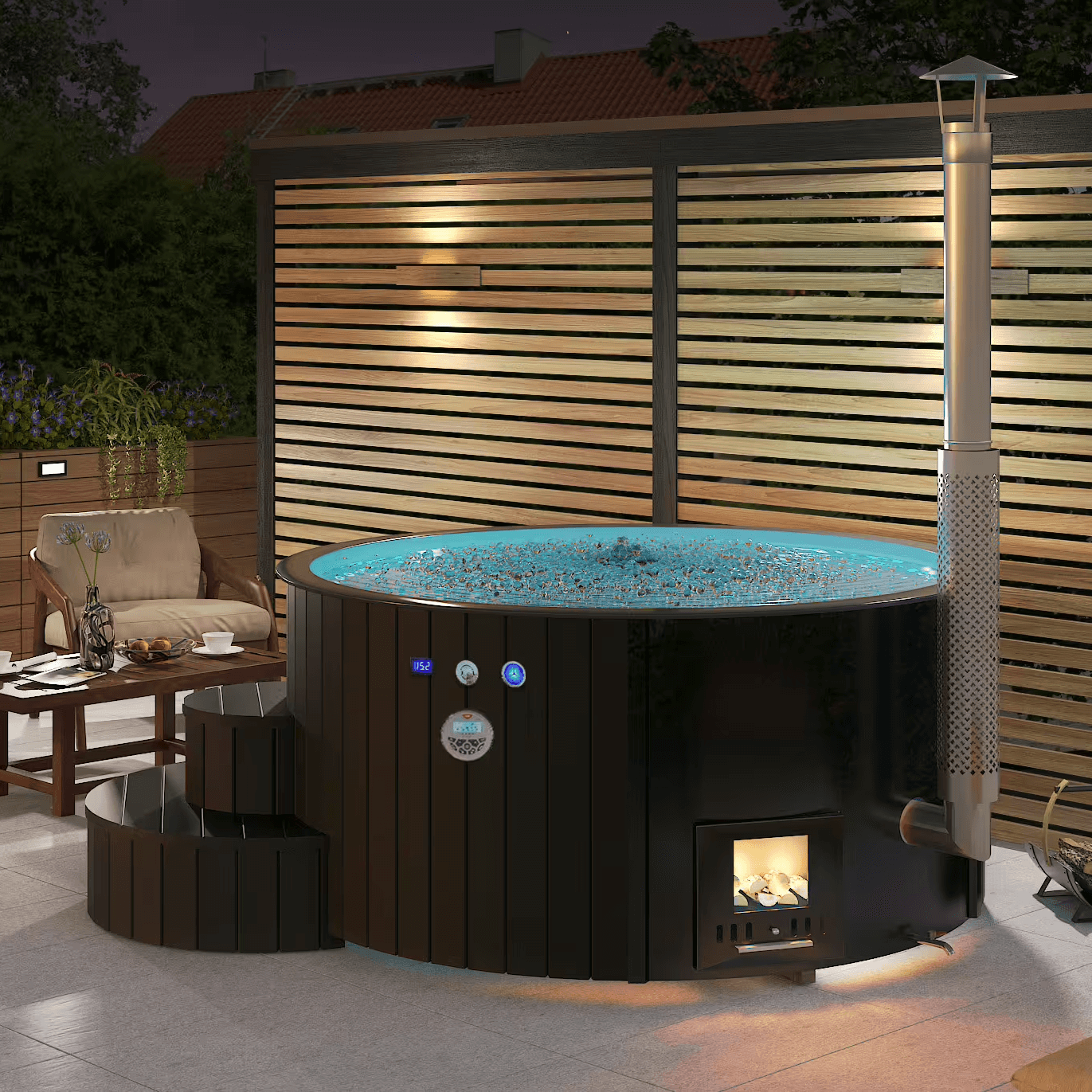 SaunaLife S4 6 Person Wood-Fired Hot Tub | Models S4B/S4N