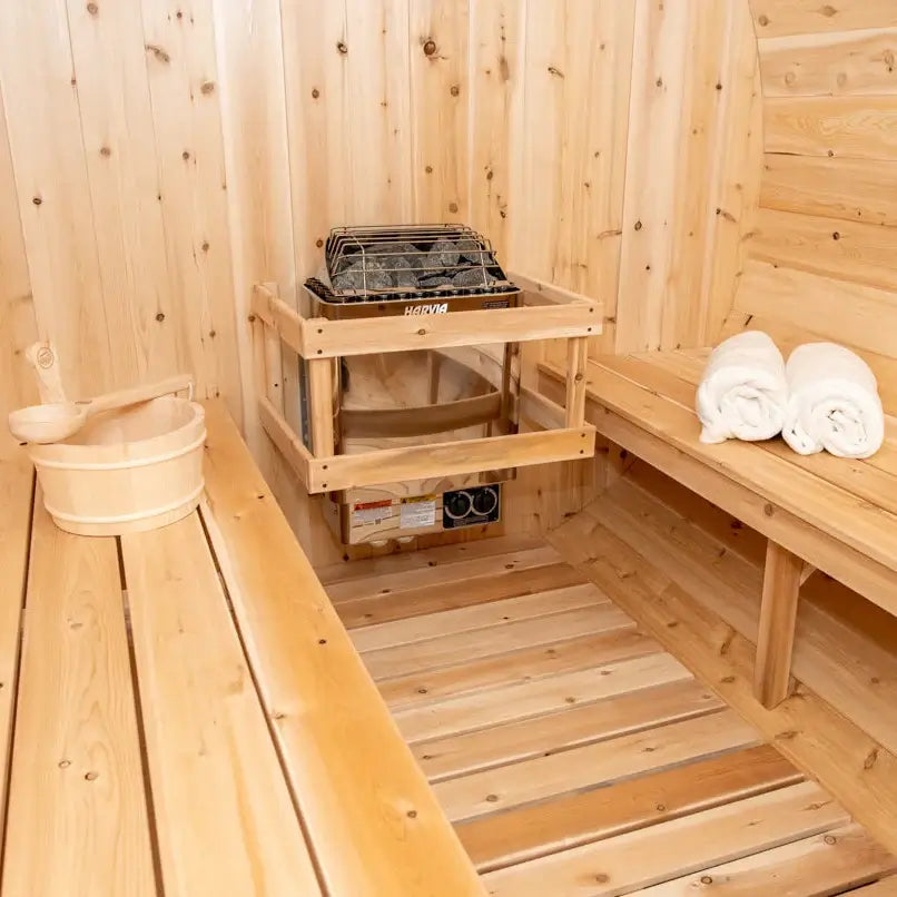 Dundalk Leisurecraft Canadian Timber 6-Person Tranquility Barrel Sauna | CTC2345W