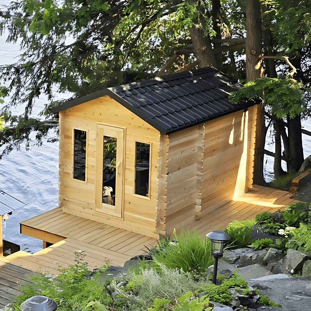 Dundalk Leisurecraft Canadian Timber 6 Person Georgian Cabin Sauna w/ Changeroom | CTC88CW