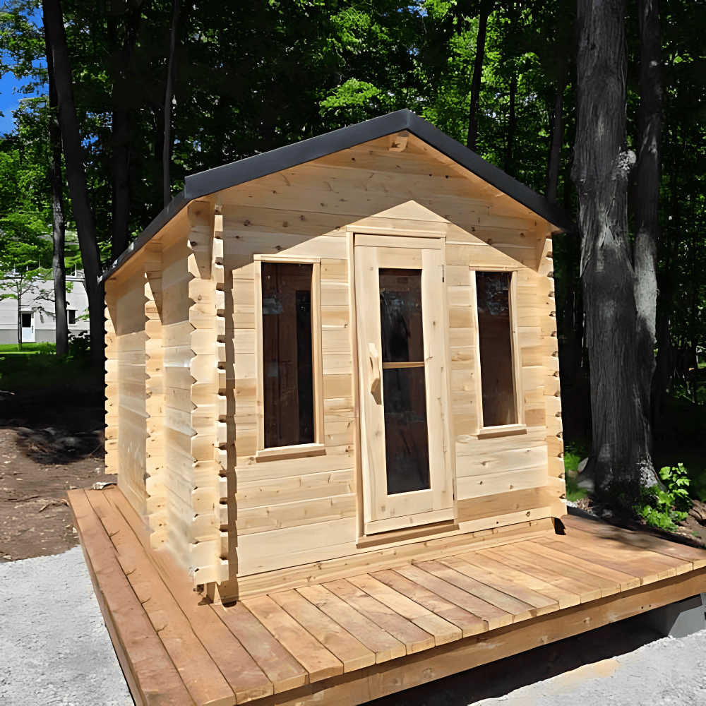 Dundalk Leisurecraft Canadian Timber 6 Person Georgian Cabin Sauna w/ Changeroom | CTC88CW