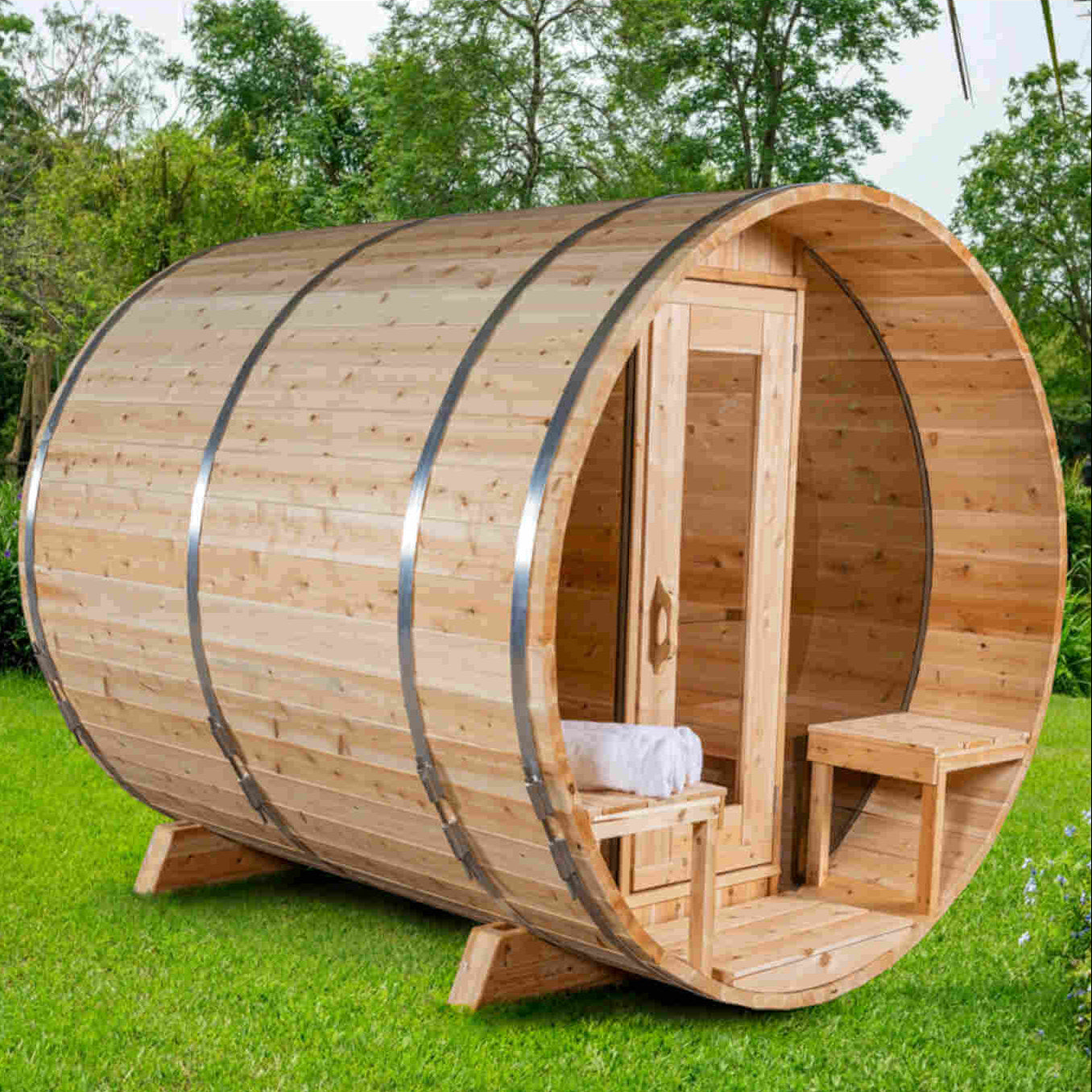 Dundalk Leisurecraft Canadian Timber 6-Person Tranquility MP Barrel Sauna | CTC2345MP