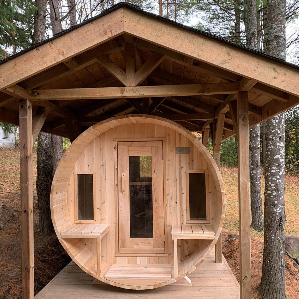 Dundalk Leisurecraft Canadian Timber 6-Person Tranquility Barrel Sauna | CTC2345W