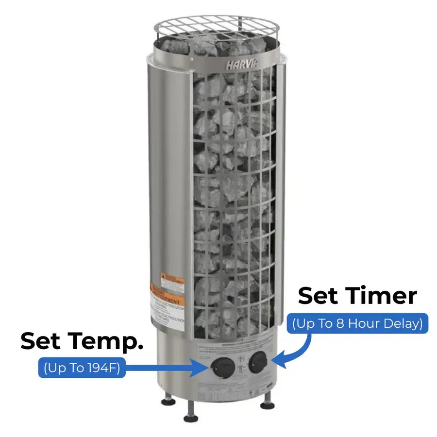 Harvia Cilindro Half Series Electric Sauna Heater w/ Built-In Controls | 6/8/9kW