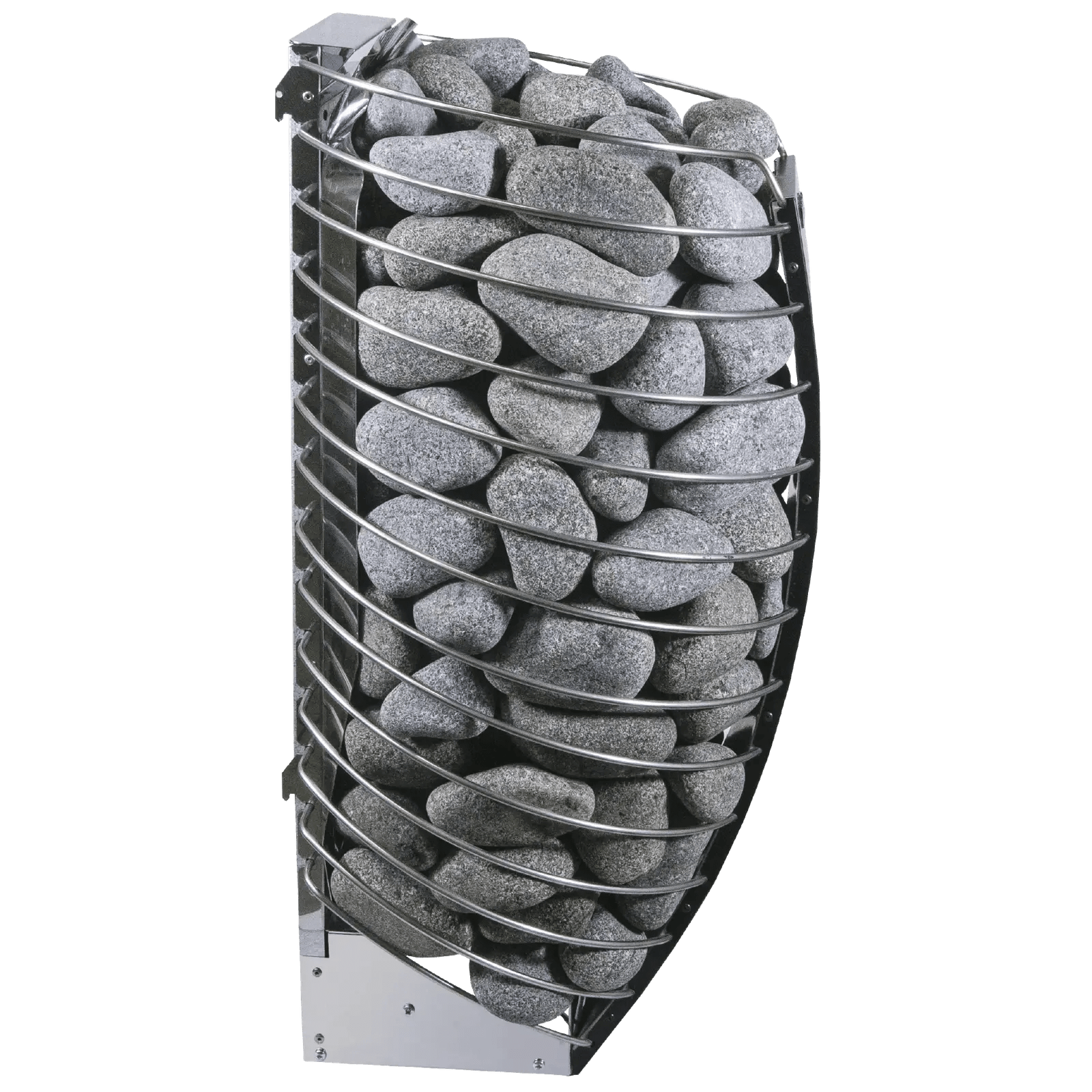 Harvia Spirit electric sauna heater filled with stones on a transparent background