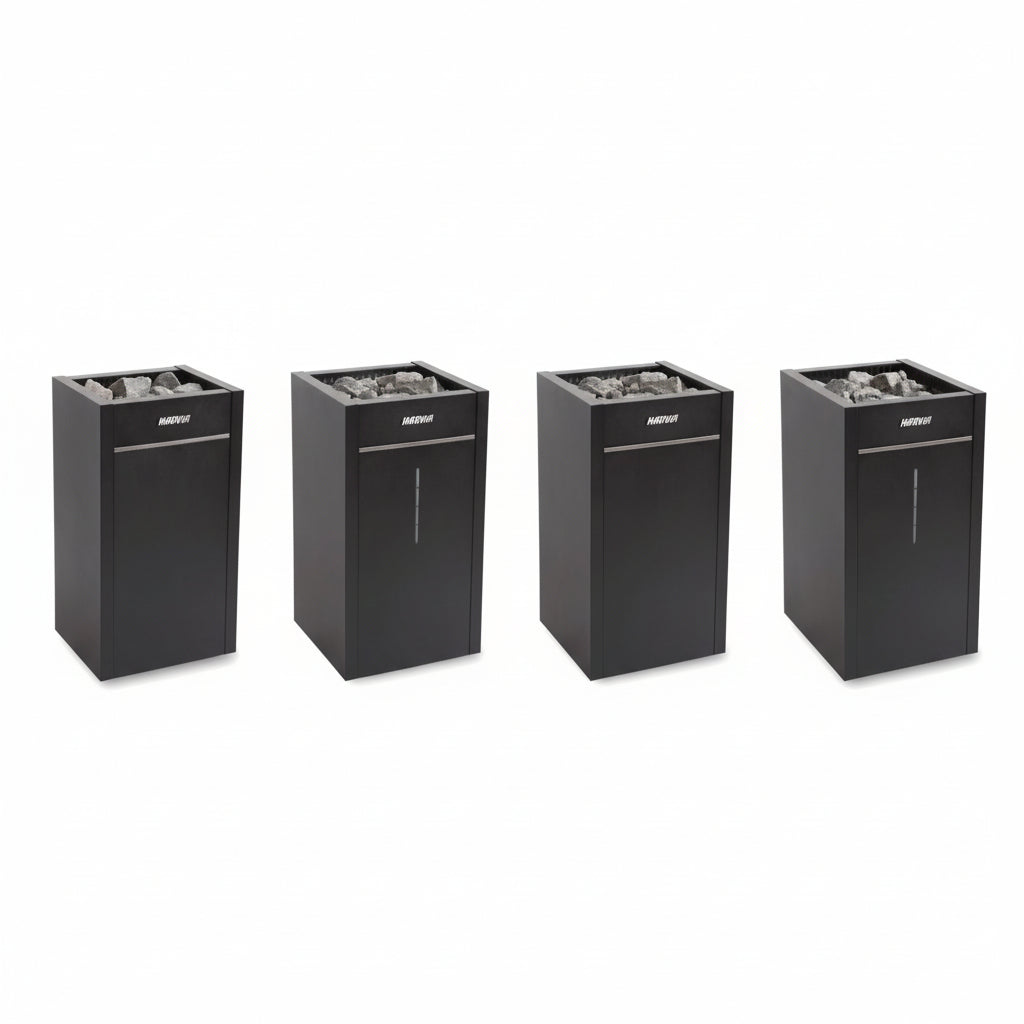 Different sizes of Harvia Virta Electric Sauna Heaters
