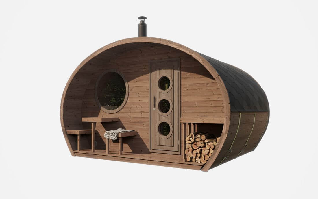 SaunaLife G11 8-Person Outdoor Barrel Sauna