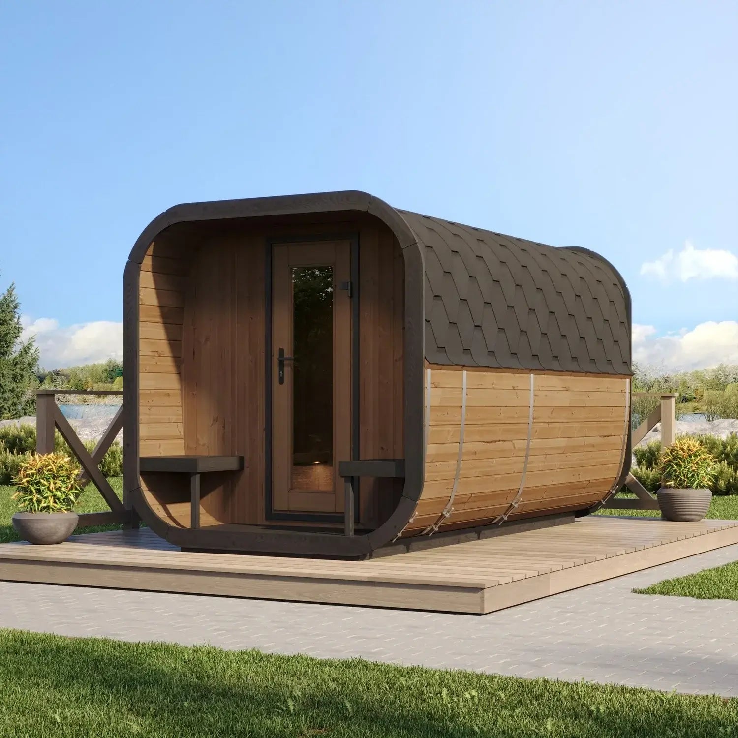 SaunaLife CL12GCP 8-Person Cube-Series Outdoor Sauna Kit