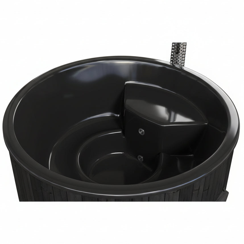 Close-up of the SaunaLife S6B wood-fired hot tub