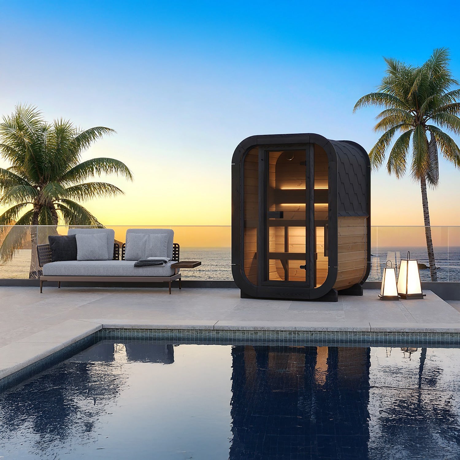 SaunaLife CL3G 2-Person Cube-Series Outdoor Sauna Kit