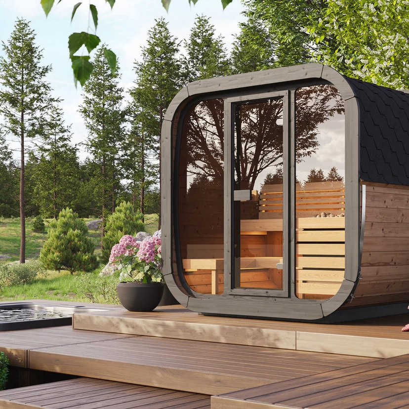 SaunaLife CL5G 4-Person Cube-Series Outdoor Sauna Kit
