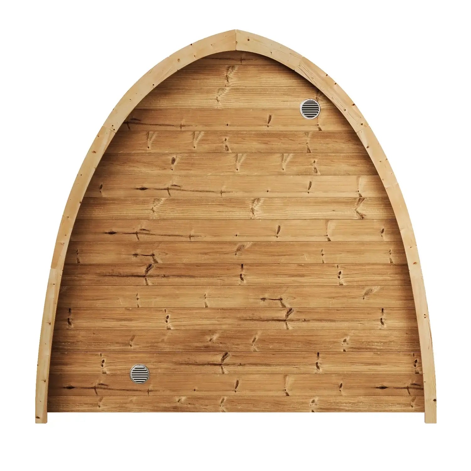 Back of SaunaLife G3 wooden sauna on a white background