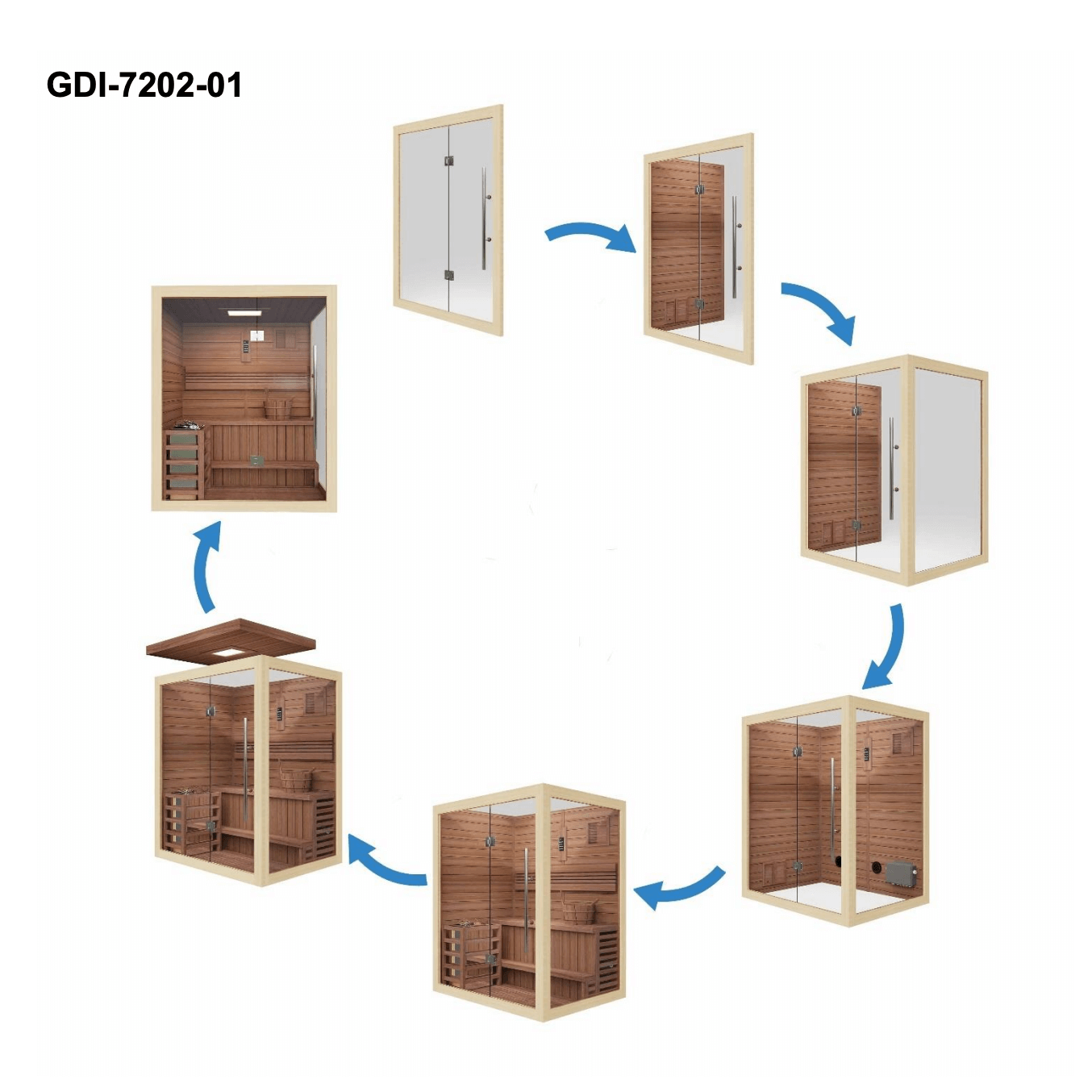Golden Designs Hanko 3-Person Indoor Traditional Sauna Kit + Red Light Therapy | GDI-7202-01