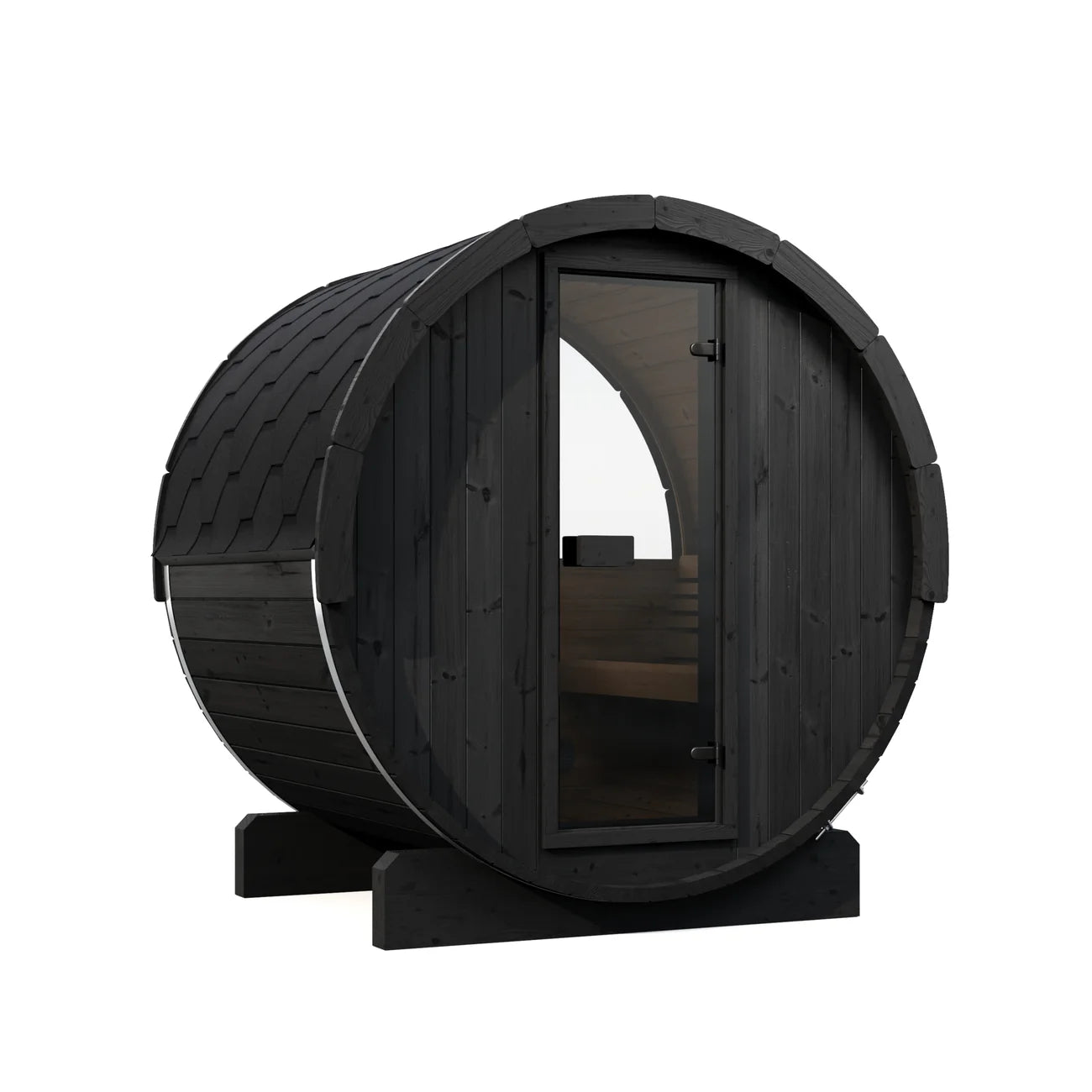 SaunaLife E6W 2-4 Person Barrel Sauna with Panoramic Rear Window | Ergo Model E6W