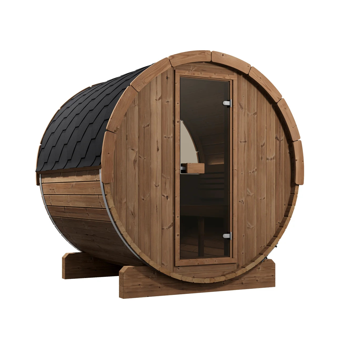 SaunaLife E7W 4-Person Barrel Sauna w/ Rear Window | Ergo Model E7W