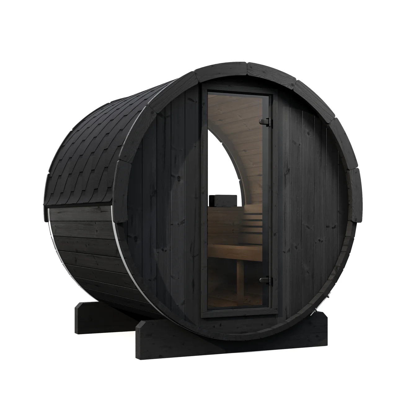 SaunaLife E7W 4-Person Outdoor Barrel Sauna w/ Rear Window