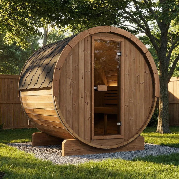 SaunaLife E7 4-Person Barrel Sauna | Ergo Model E7