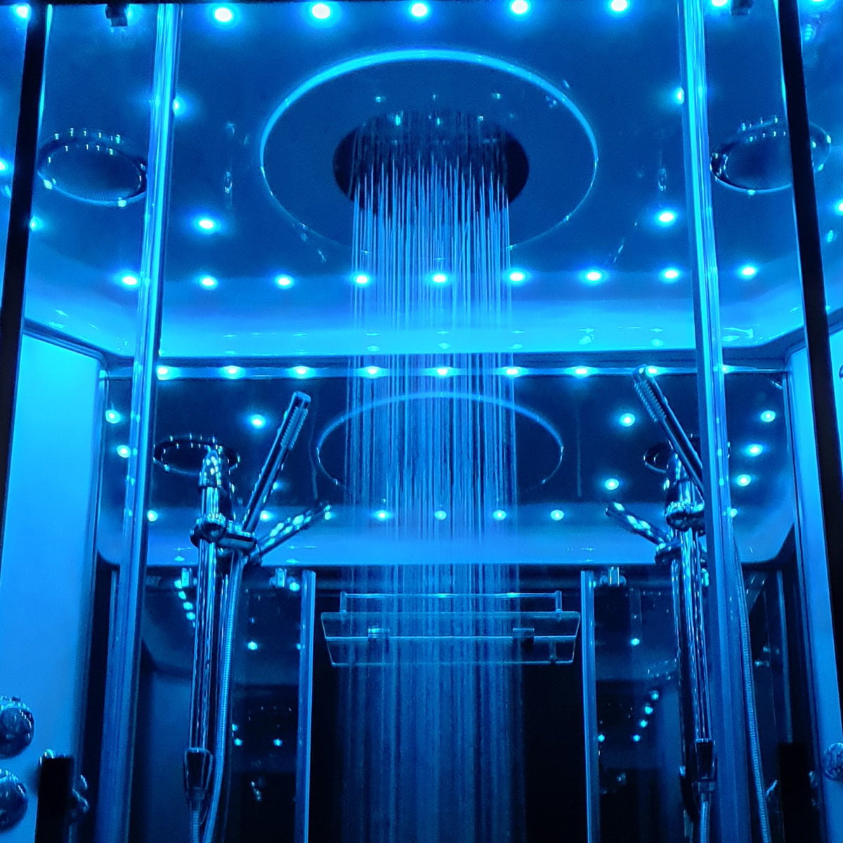 Insignia Platinum Black Framed Rectangular Twin Steam Shower Cabin 1400 x 900