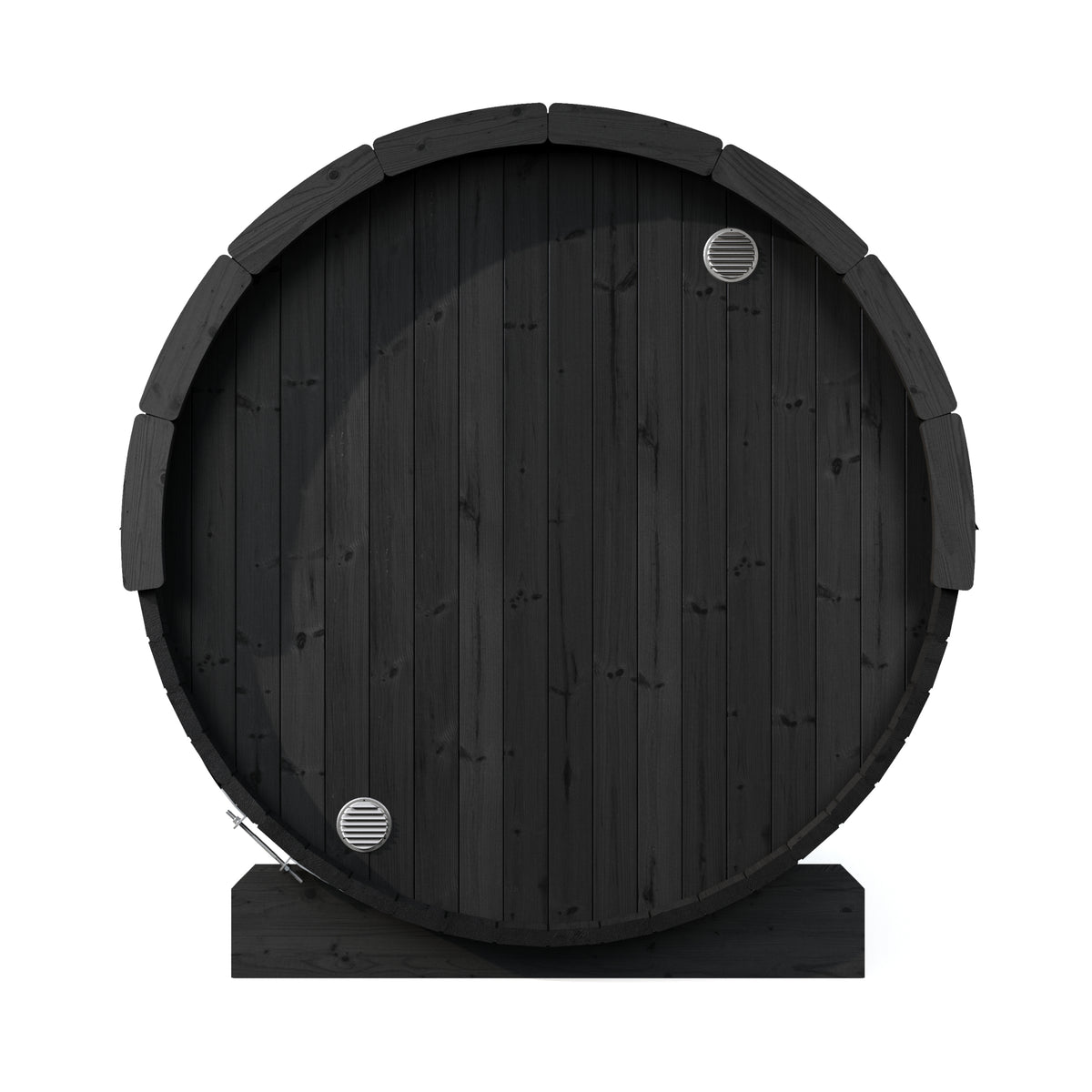 SaunaLife E8B black wooden barrel sauna on a white background
