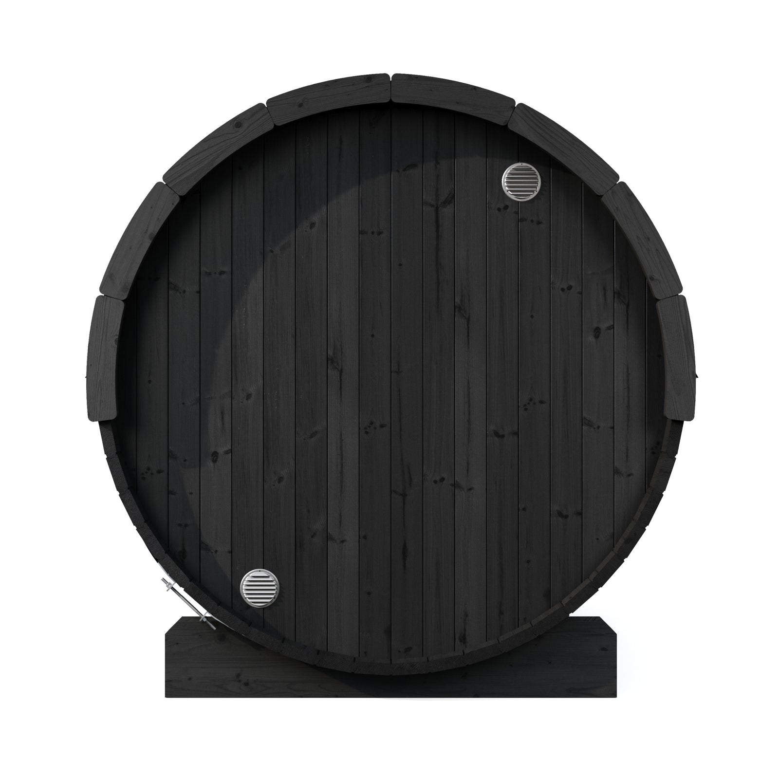 SaunaLife E8B black wooden barrel sauna on a white background
