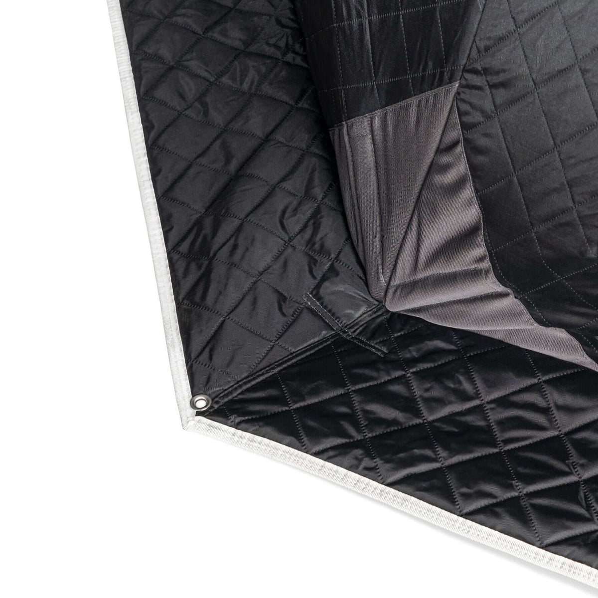SaunaLife SaunaTrekker XL Portable Sauna Tent interior showing the insulated black fabric design.