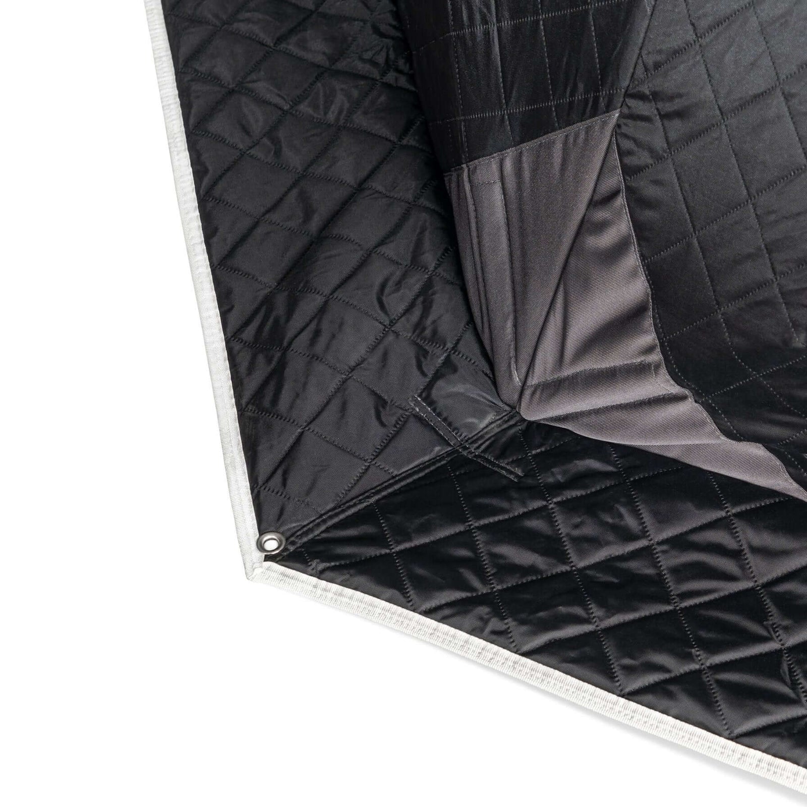 SaunaLife SaunaTrekker XL Portable Sauna Tent interior showing the insulated black fabric design.