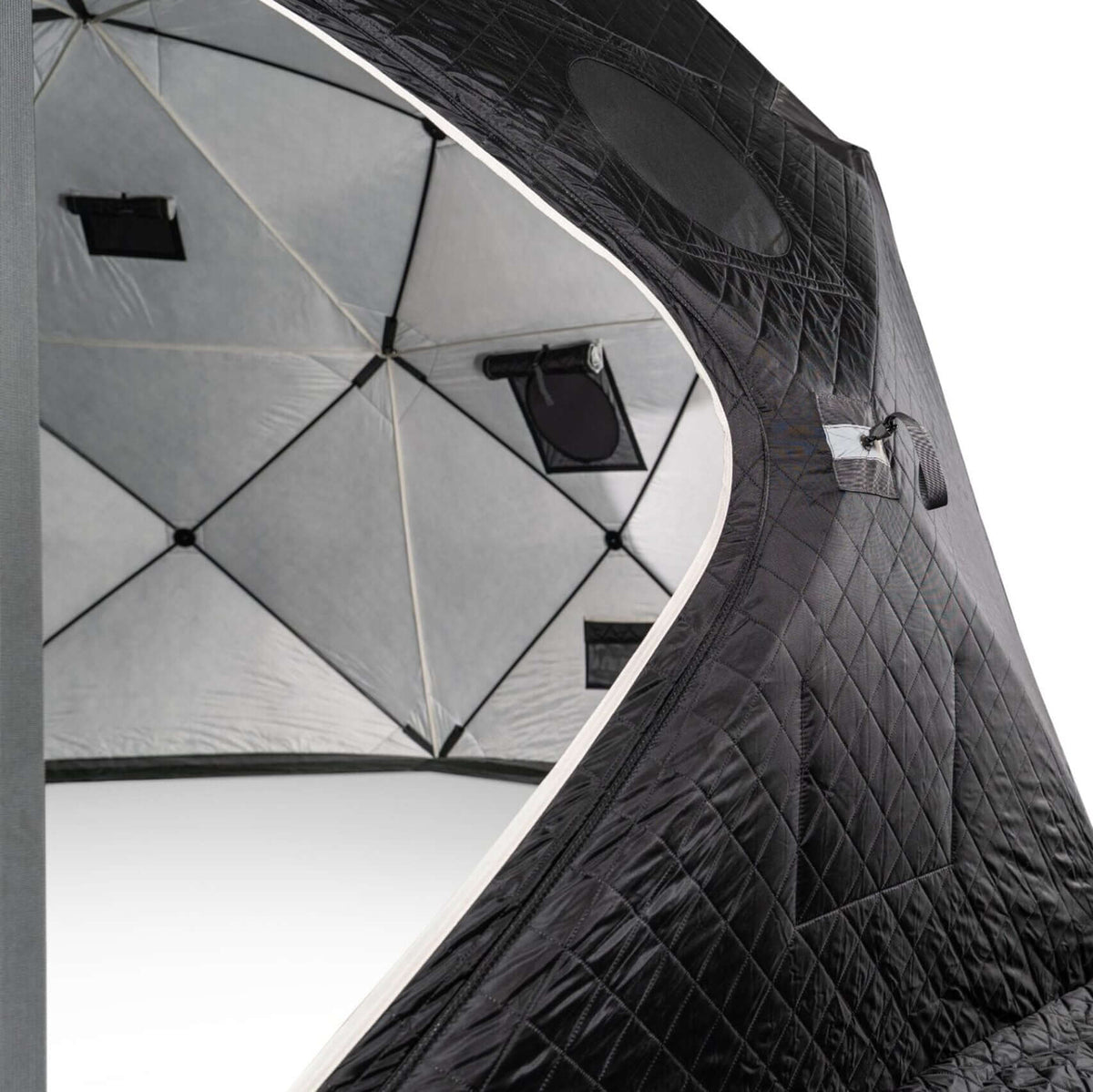 Interior view of SaunaLife SaunaTrekker XL Portable Sauna Tent with insulated walls and ventilation.