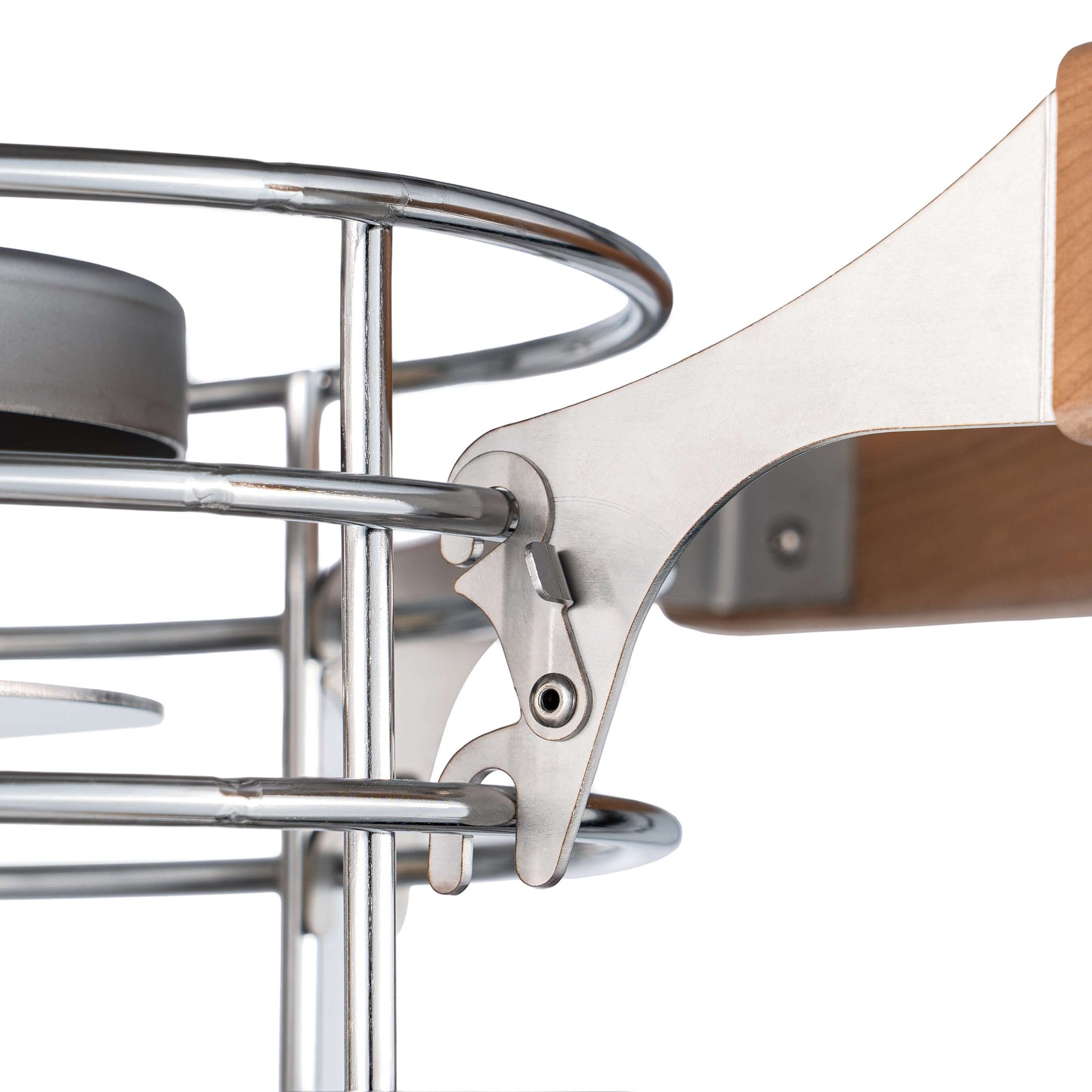 Close-up of the SaunaLife TITAN SL1 Portable Propane Sauna Heater's stainless steel frame and hinges.
