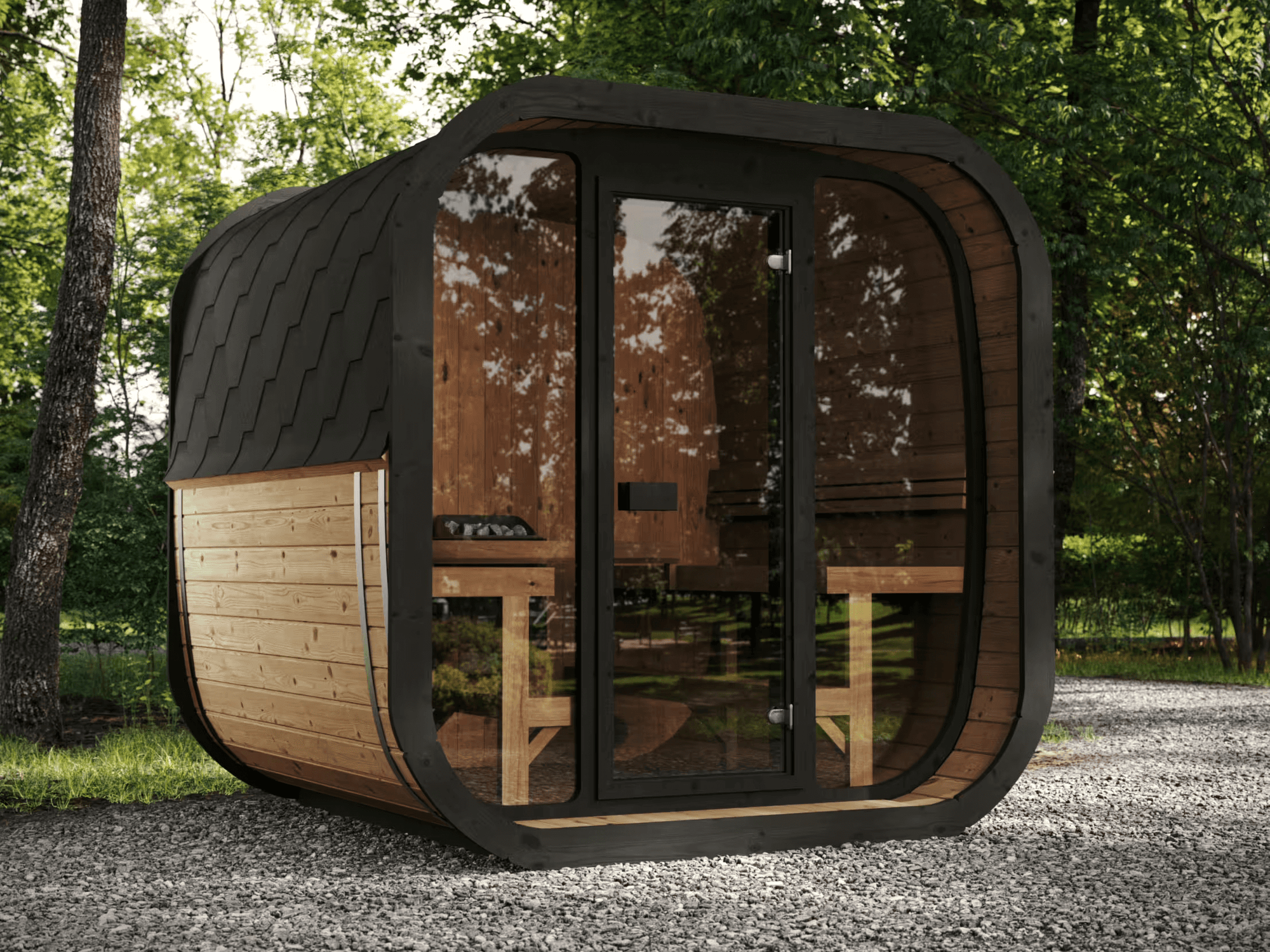 NEW SaunaLife CL7G 6-Person Cube-Series Outdoor Sauna Kit