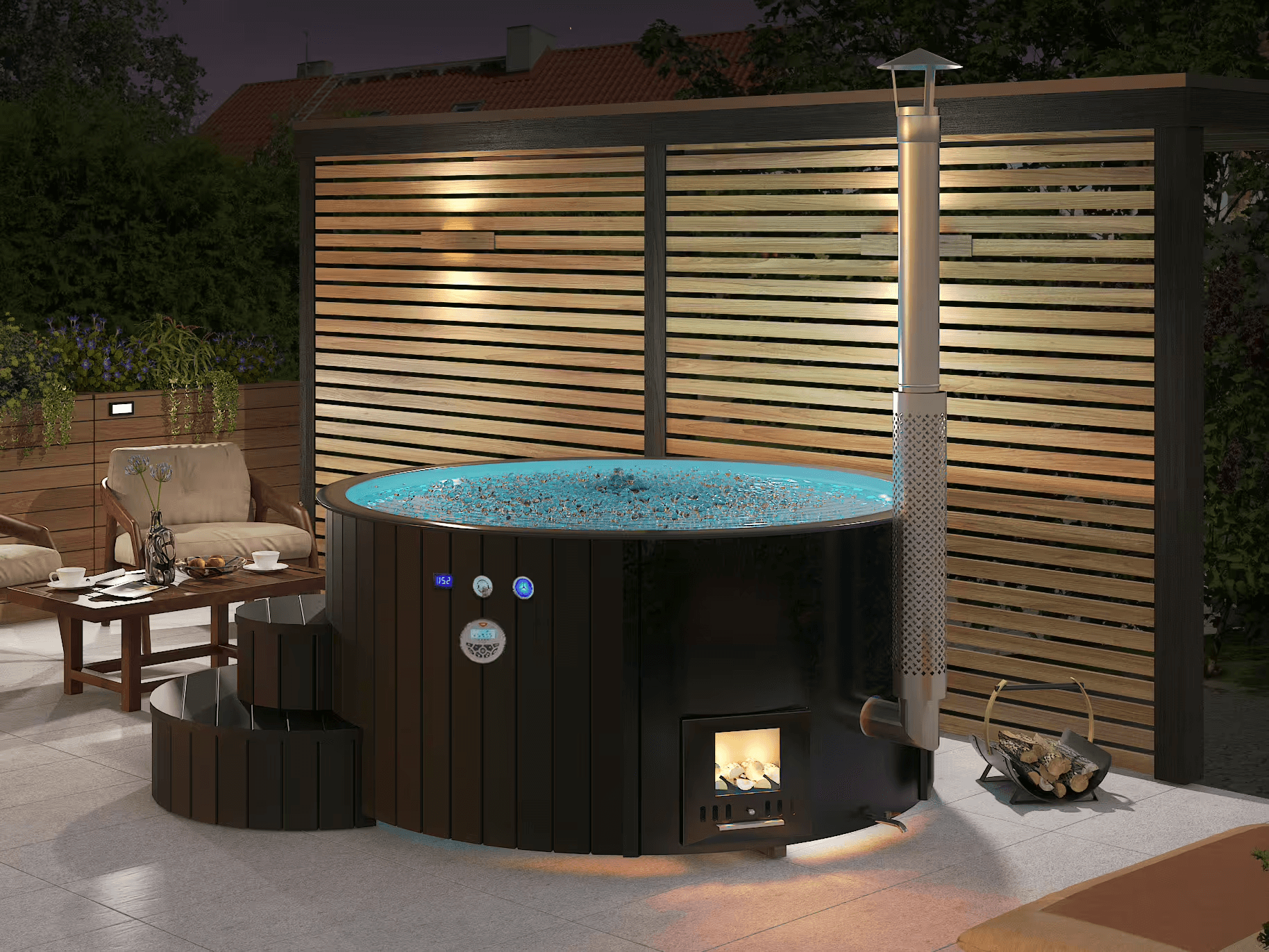 SaunaLife S4 6 Person Wood-Fired Hot Tub | Models S4B/S4N