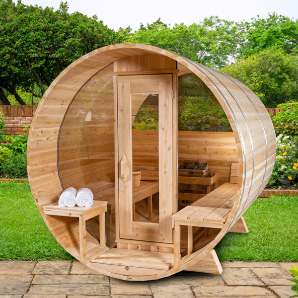 Dundalk Leisurecraft Canadian Timber 4-Person Serenity MP Barrel Sauna | CTC2245MP