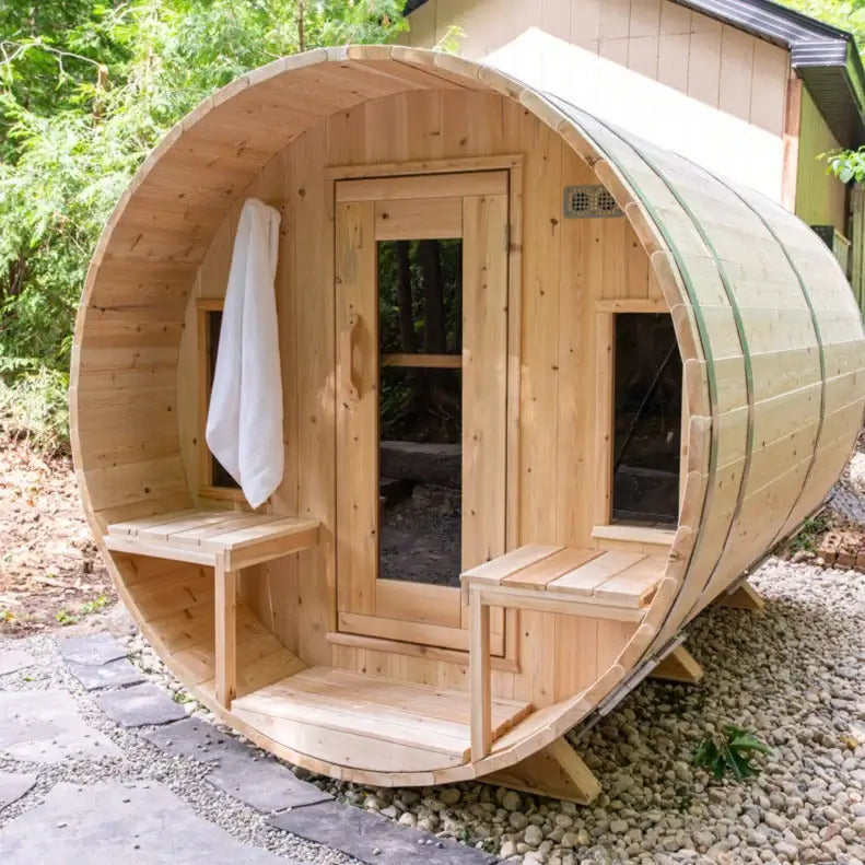 Dundalk Leisurecraft Canadian Timber 6-Person Tranquility Barrel Sauna | CTC2345W