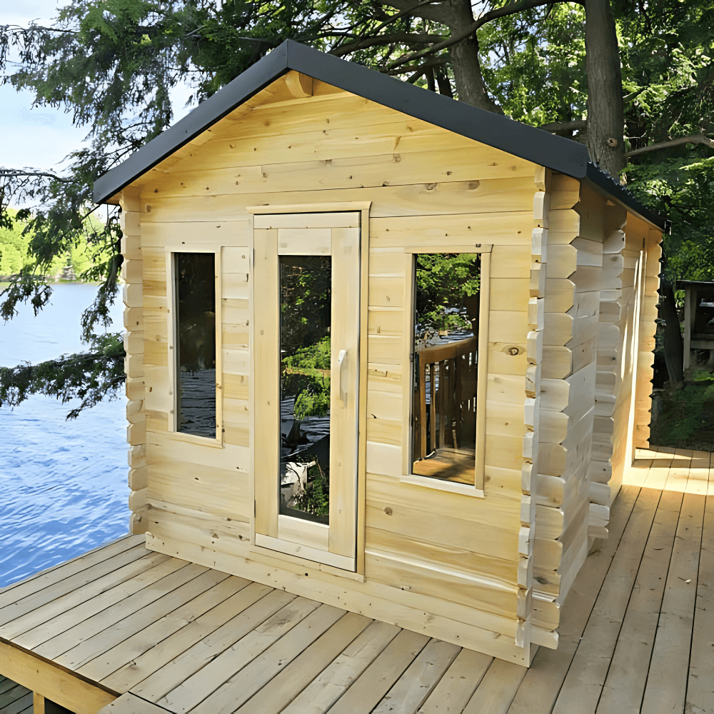 Dundalk Leisurecraft Canadian Timber 6 Person Georgian Cabin Sauna w/ Changeroom | CTC88CW