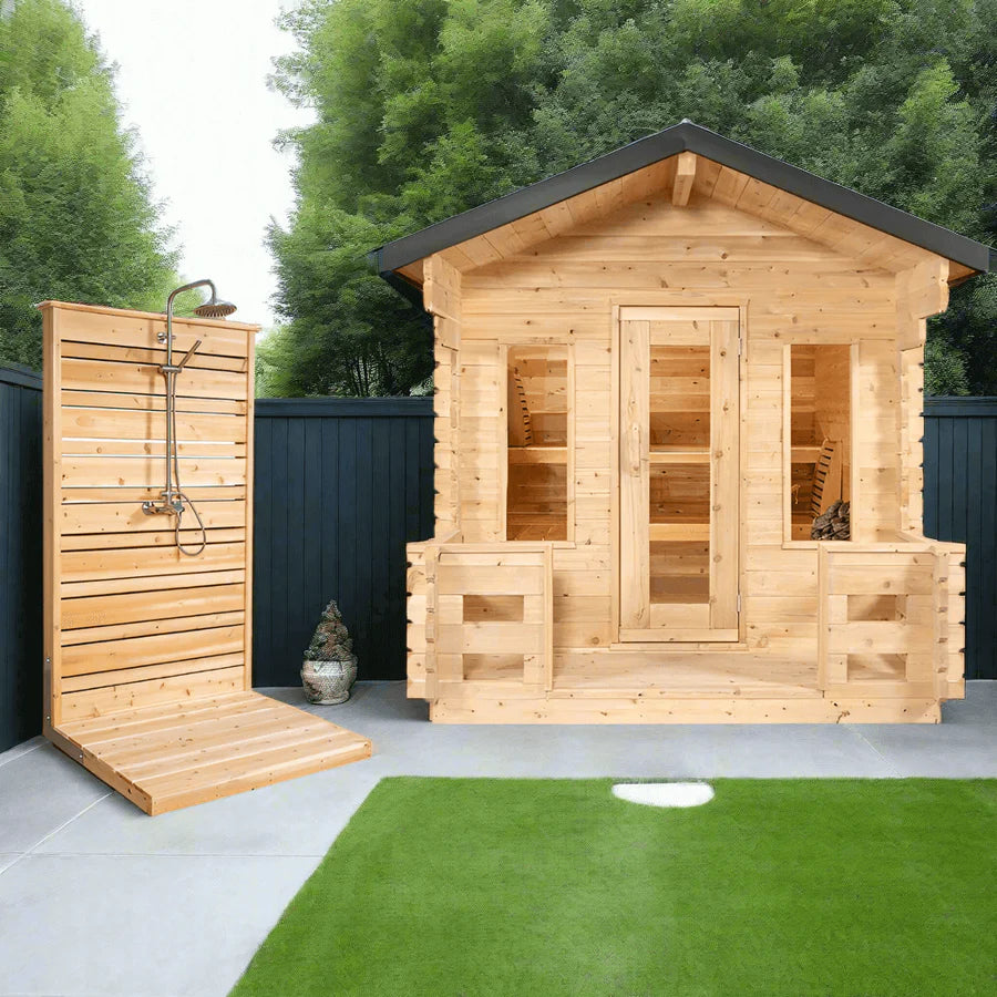 Dundalk Leisurecraft Canadian Timber 6 Person Georgian Cabin Sauna w/ Porch | CTC88PW