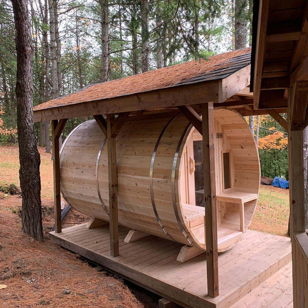 Dundalk Leisurecraft Canadian Timber 6-Person Tranquility Barrel Sauna | CTC2345W