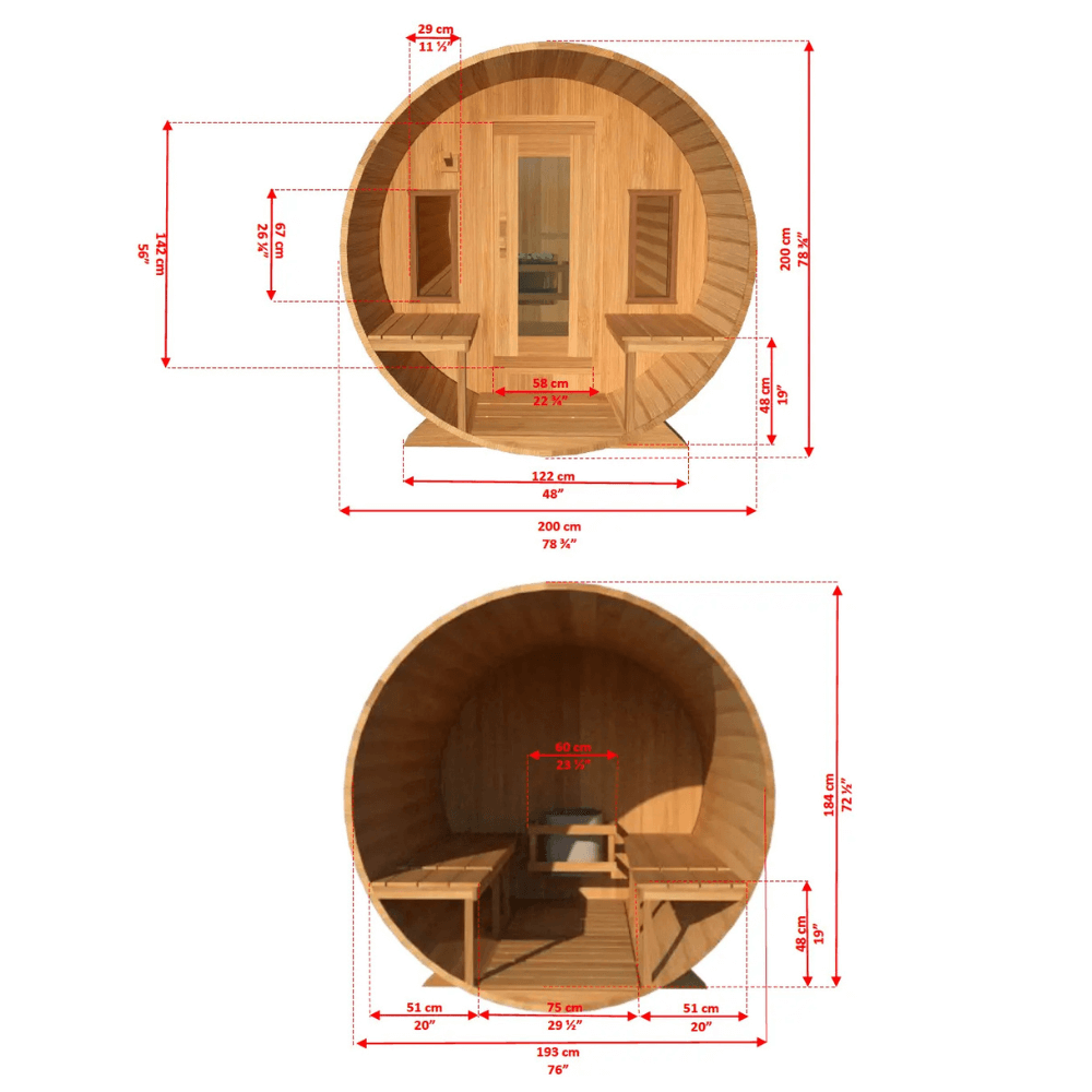 Dundalk Leisurecraft Canadian Timber 6-Person Tranquility MP Barrel Sauna | CTC2345MP