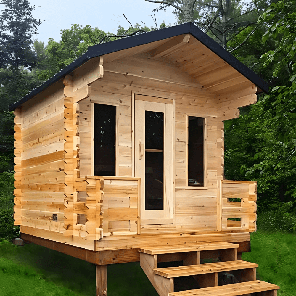 Dundalk Leisurecraft Canadian Timber 6 Person Georgian Cabin Sauna w/ Porch | CTC88PW