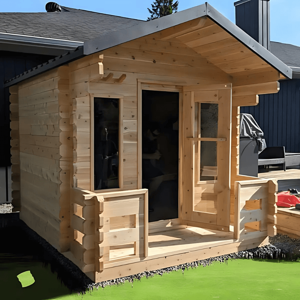 Dundalk Leisurecraft Canadian Timber 6 Person Georgian Cabin Sauna w/ Porch | CTC88PW