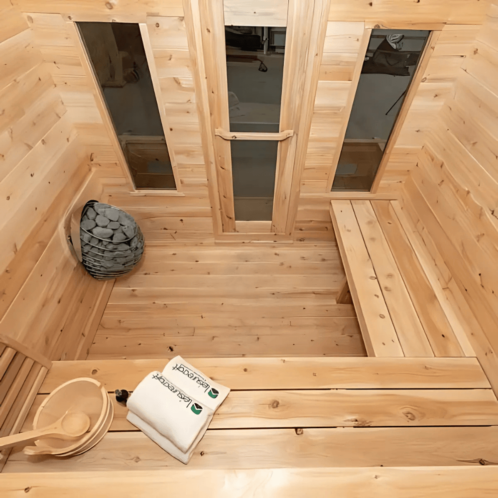 Dundalk Leisurecraft Canadian Timber 6 Person Georgian Cabin Sauna w/ Porch | CTC88PW