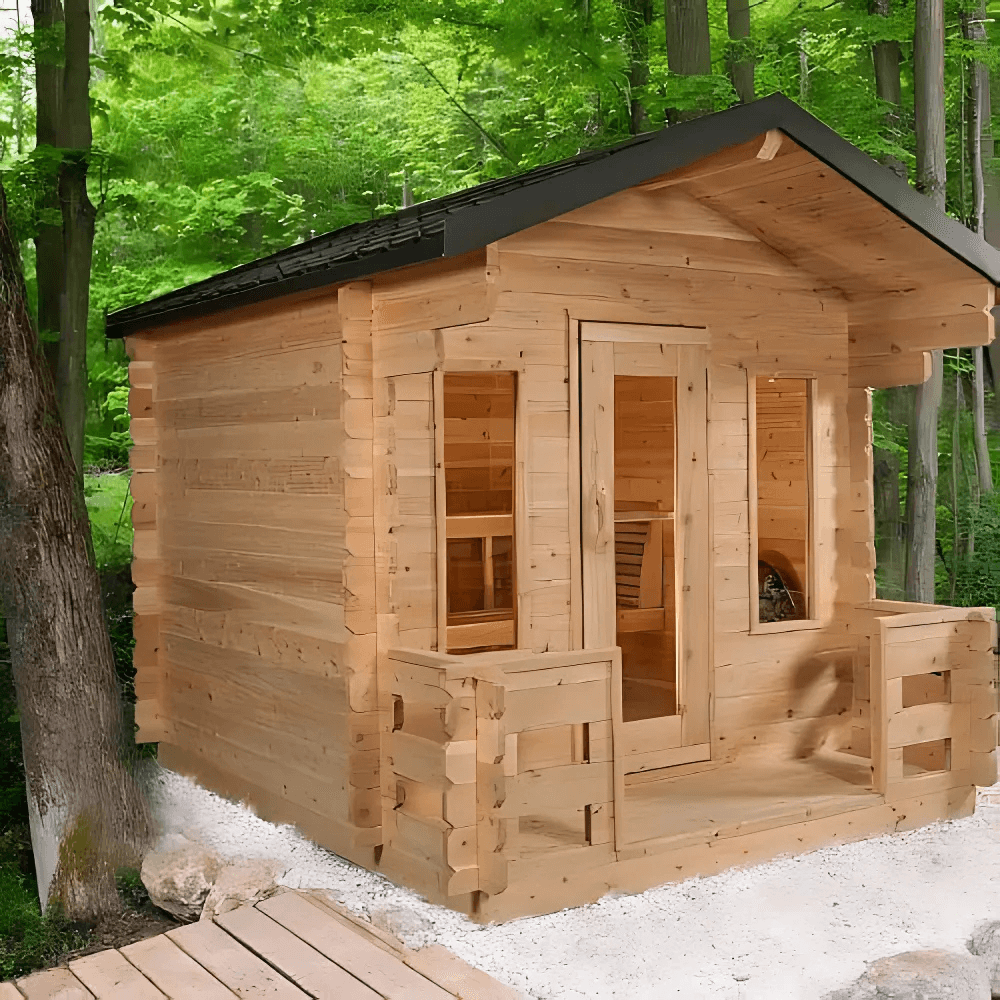 Dundalk Leisurecraft Canadian Timber 6 Person Georgian Cabin Sauna w/ Porch | CTC88PW