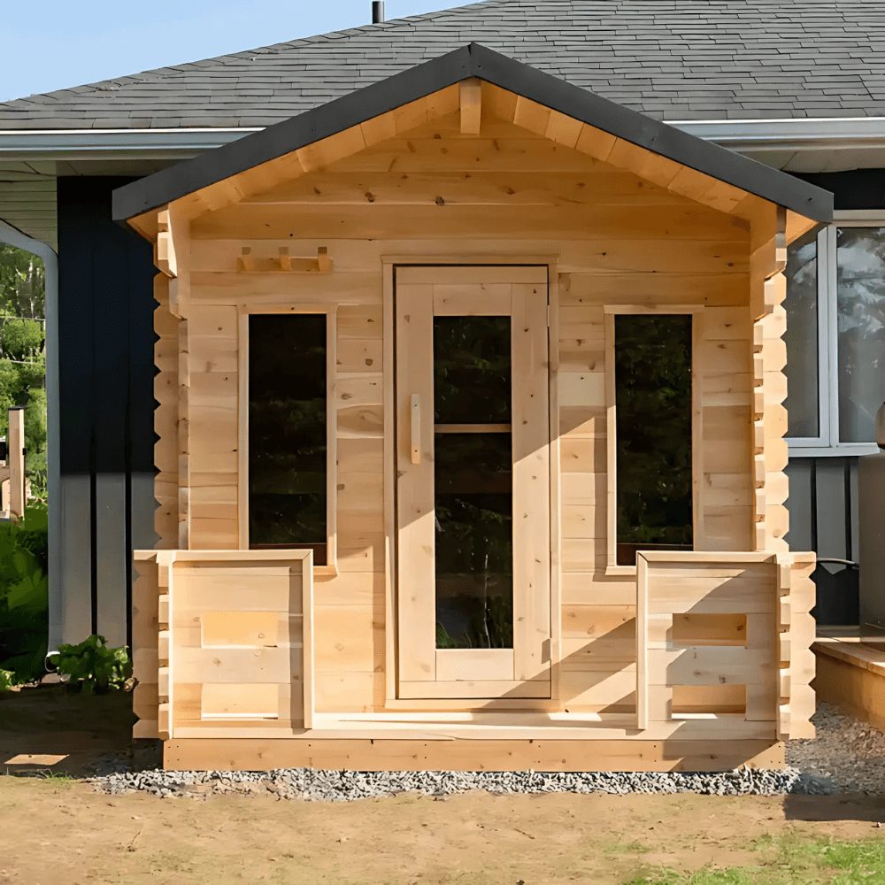 Dundalk Leisurecraft Canadian Timber 6 Person Georgian Cabin Sauna w/ Porch | CTC88PW
