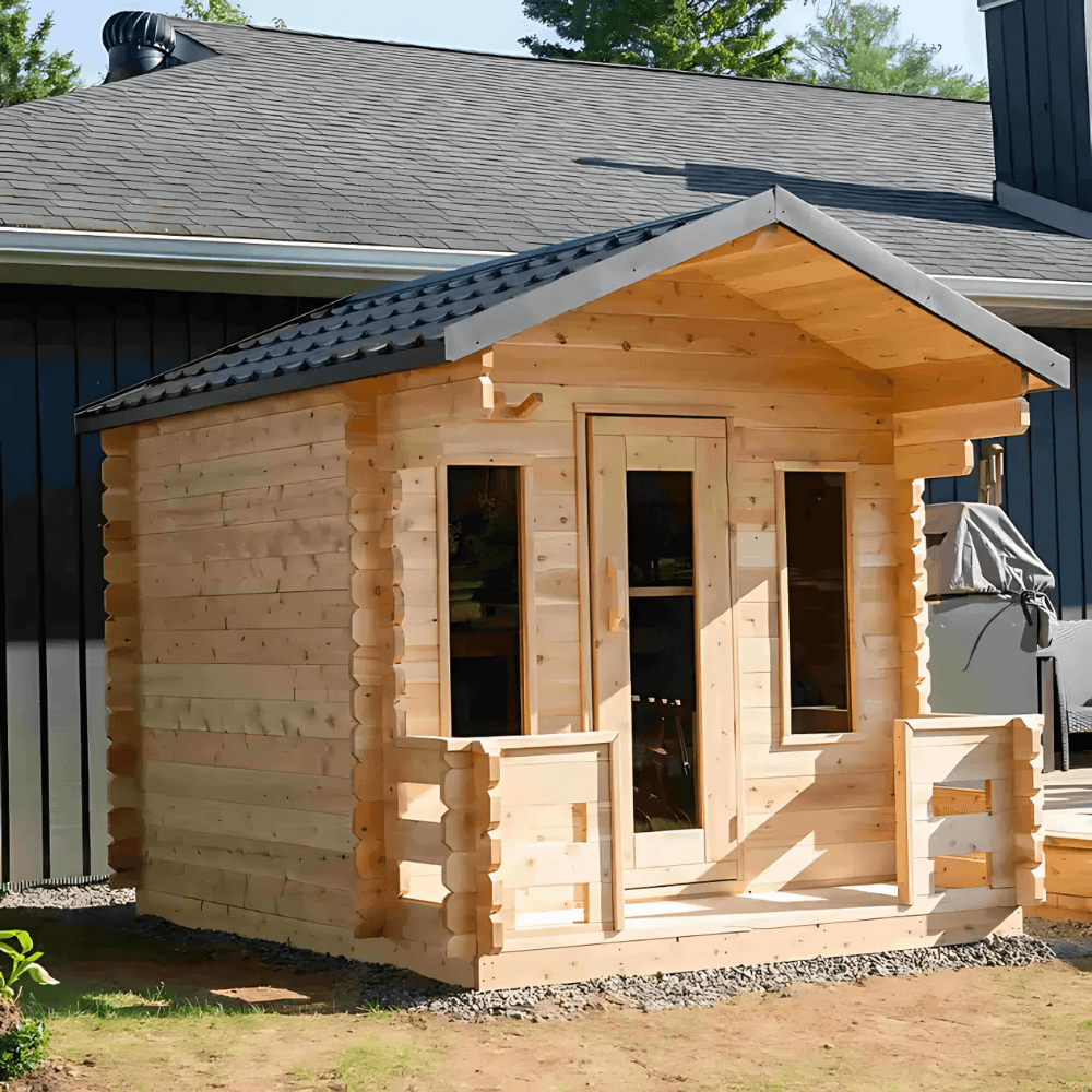 Dundalk Leisurecraft Canadian Timber 6 Person Georgian Cabin Sauna w/ Porch | CTC88PW