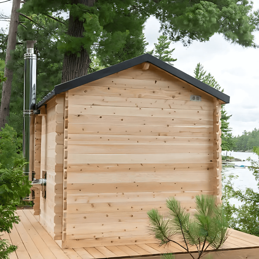 Dundalk Leisurecraft Canadian Timber 6 Person Georgian Cabin Sauna w/ Porch | CTC88PW