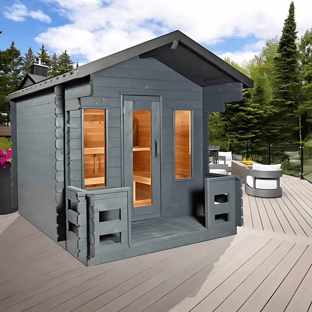 Dundalk Leisurecraft Canadian Timber 6 Person Georgian Cabin Sauna w/ Porch | CTC88PW