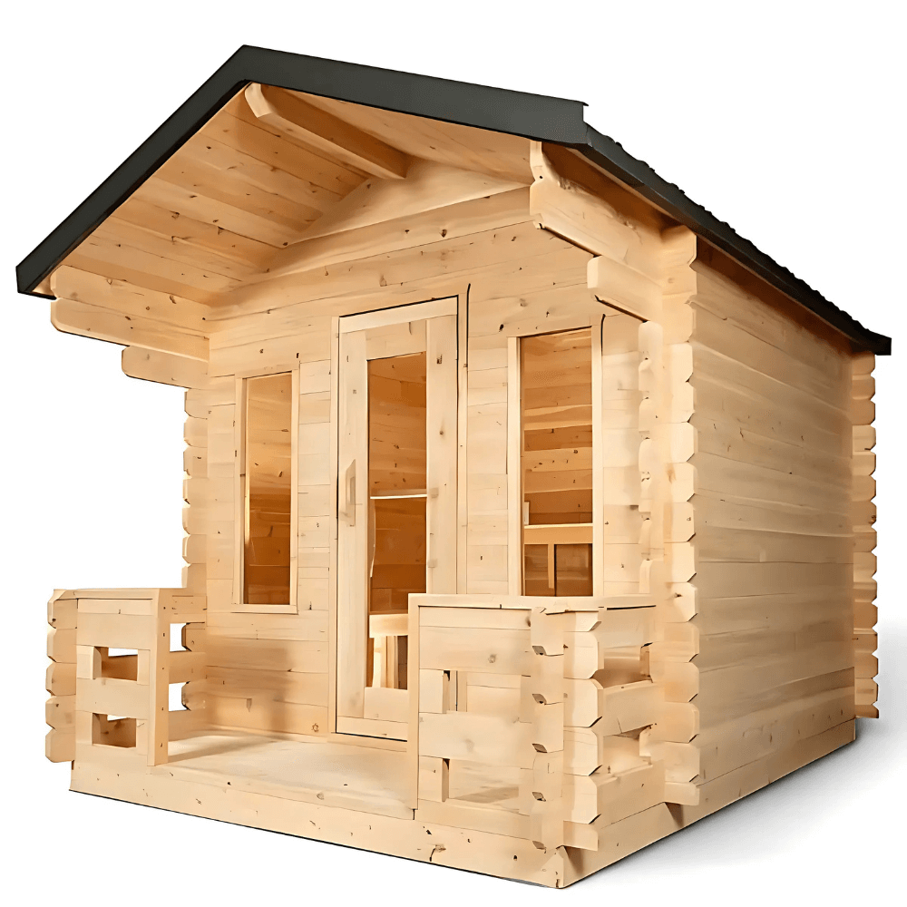 Dundalk Leisurecraft Canadian Timber 6 Person Georgian Cabin Sauna w/ Porch | CTC88PW