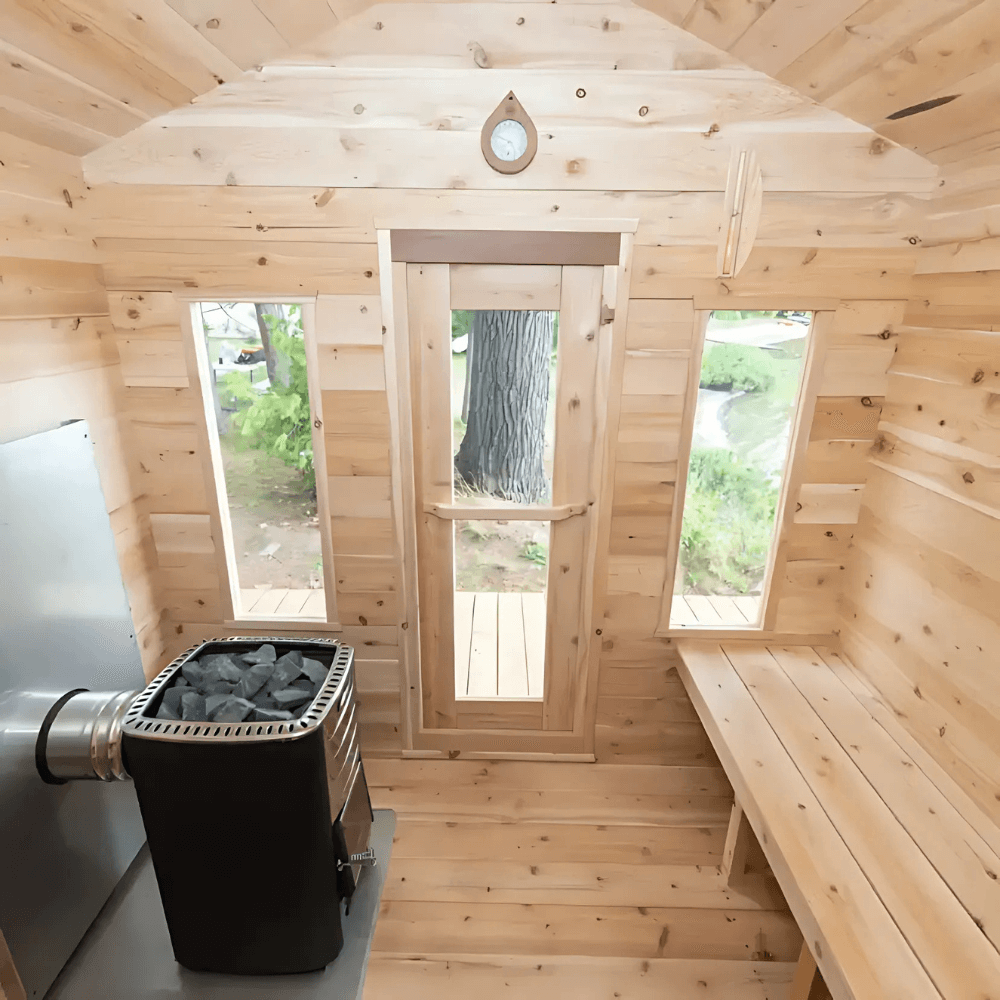 Dundalk Leisurecraft Canadian Timber 6 Person Georgian Cabin Sauna w/ Porch | CTC88PW