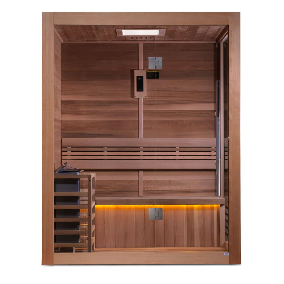 Golden Designs Hanko 3-Person Indoor Traditional Sauna Kit + Red Light Therapy | GDI-7202-01