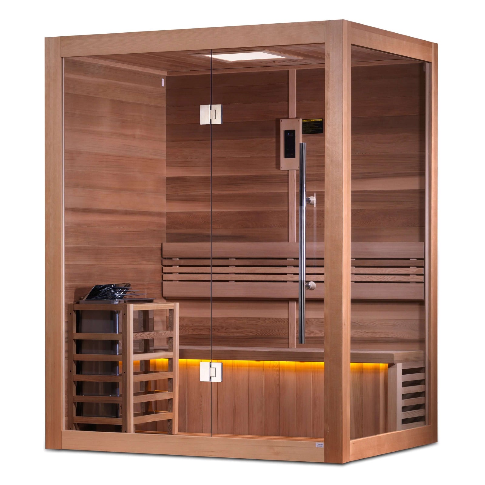 Golden Designs Hanko 3-Person Indoor Traditional Sauna Kit + Red Light Therapy | GDI-7202-01