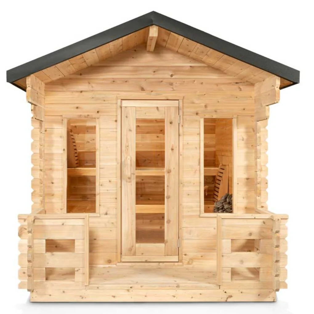 NEW Dundalk Leisurecraft Canadian Timber 6 Person Georgian Cabin Sauna with Porch | CTC88PW